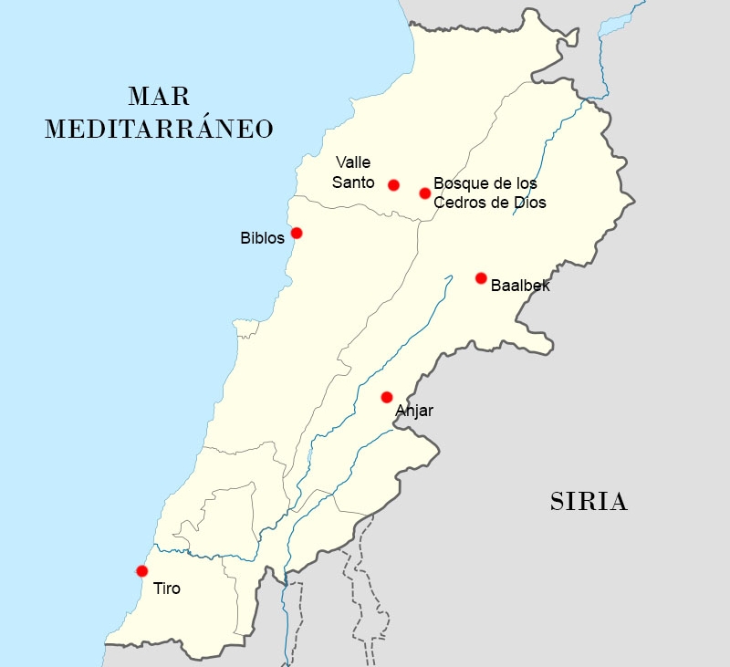 mapa líbano